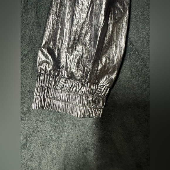 Avec Les Filles Metallic Silver Hooded Longline Rain Coat Trench Pockets Size S - Picture 5 of 8